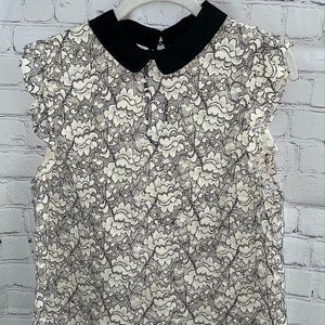 Zara White Lace Blouse with Peter Pan Collar